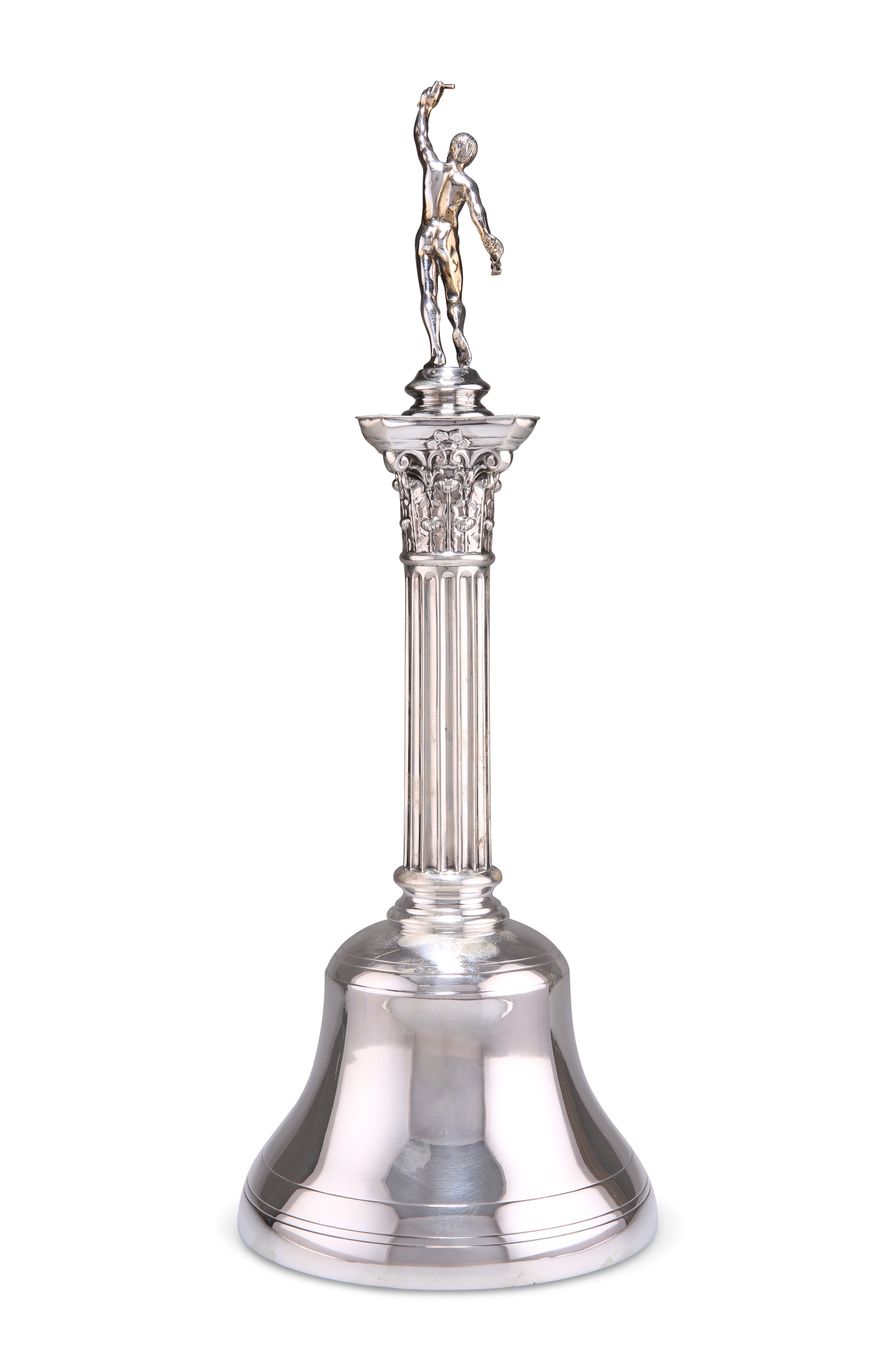 A LARGE GEORGE V SILVER COLUMNAR TABLE BELL