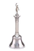 A LARGE GEORGE V SILVER COLUMNAR TABLE BELL