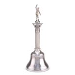 A LARGE GEORGE V SILVER COLUMNAR TABLE BELL