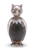 A MEXICAN STERLING SILVER AND HARDSTONE MODEL OF AN OWL