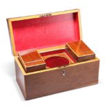 A GEORGE III SILVER-MOUNTED ROSEWOOD AND BOXWOOD CADDY
