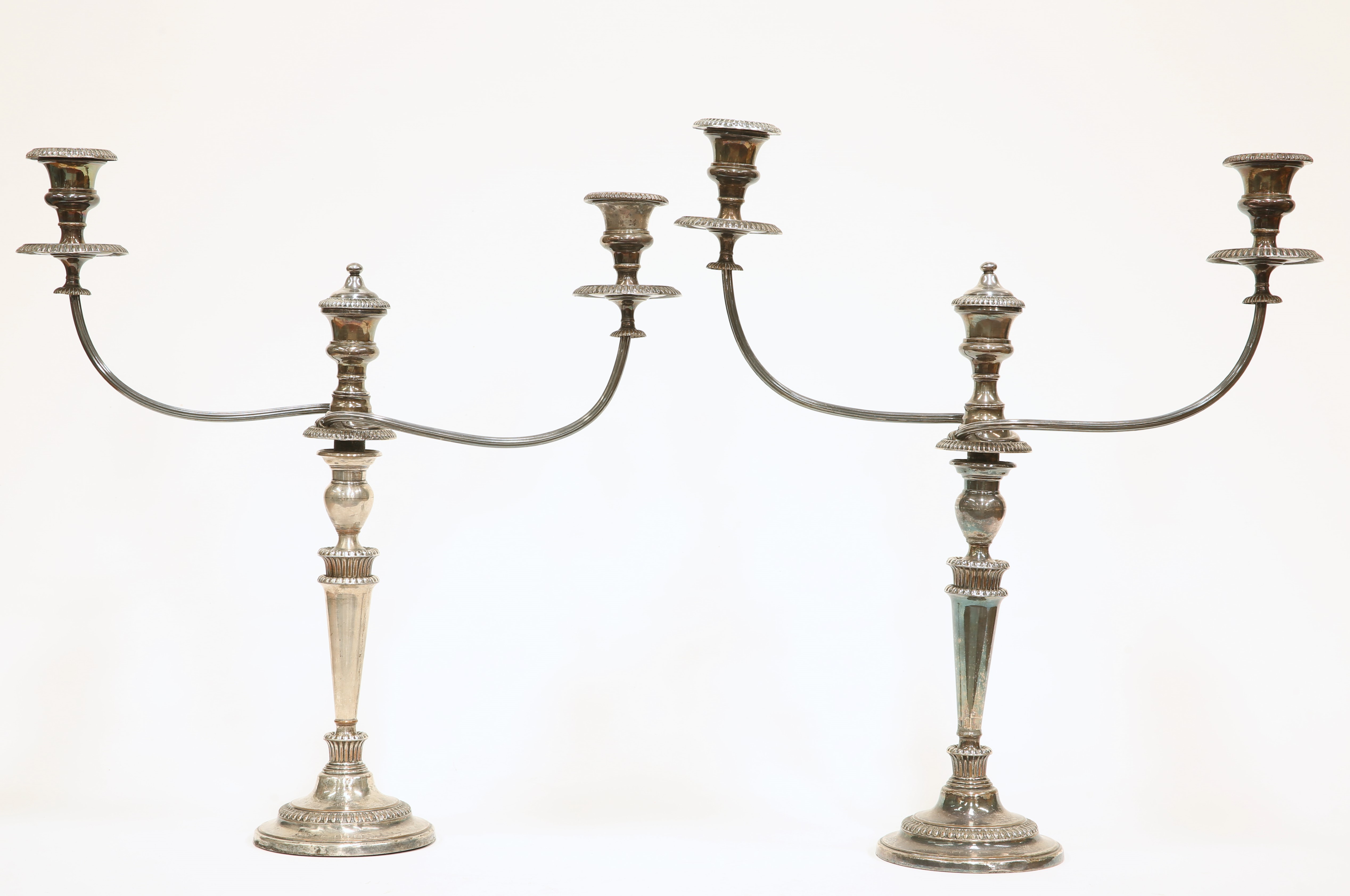 A PAIR OF OLD SHEFFIELD PLATE CANDELABRA