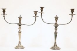 A PAIR OF OLD SHEFFIELD PLATE CANDELABRA