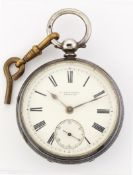 A SILVER OPEN FACED POCKET WATCH