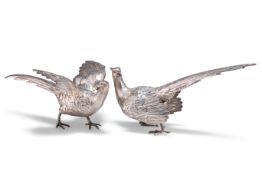 A PAIR OF ELIZABETH II SILVER PHEASANTS