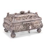 A 19TH CENTURY RUSSIAN SILVER FILIGREE CASKET