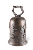 A LARGE BRONZE BELL, IN JAPANESE STYLE