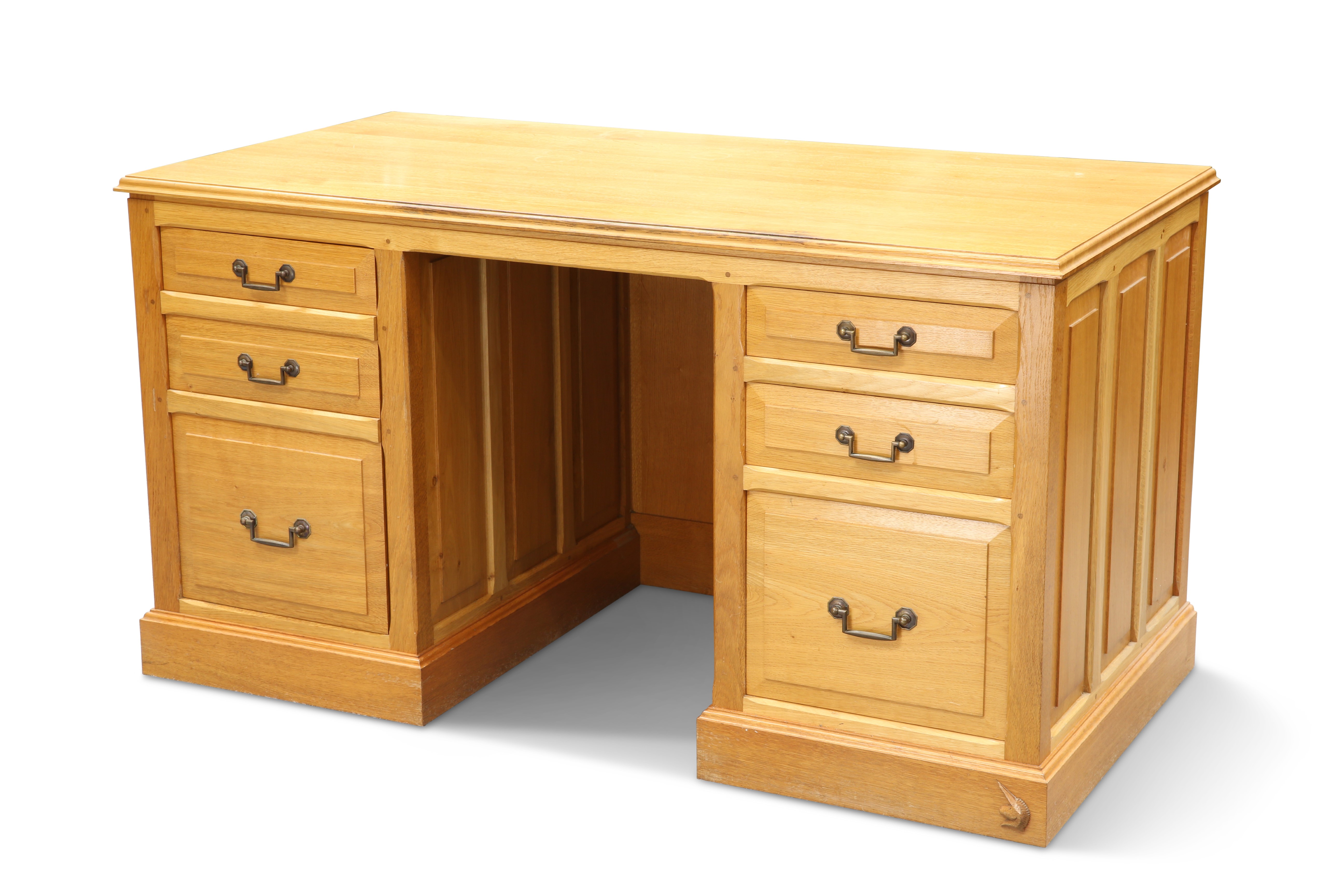 COXWOLD CABINET MAKERS, A UNICORN MAN OAK DESK