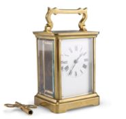 A FRENCH BRASS CASED CARRIAGE CLOCK