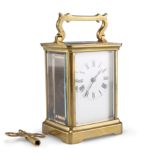 A FRENCH BRASS CASED CARRIAGE CLOCK