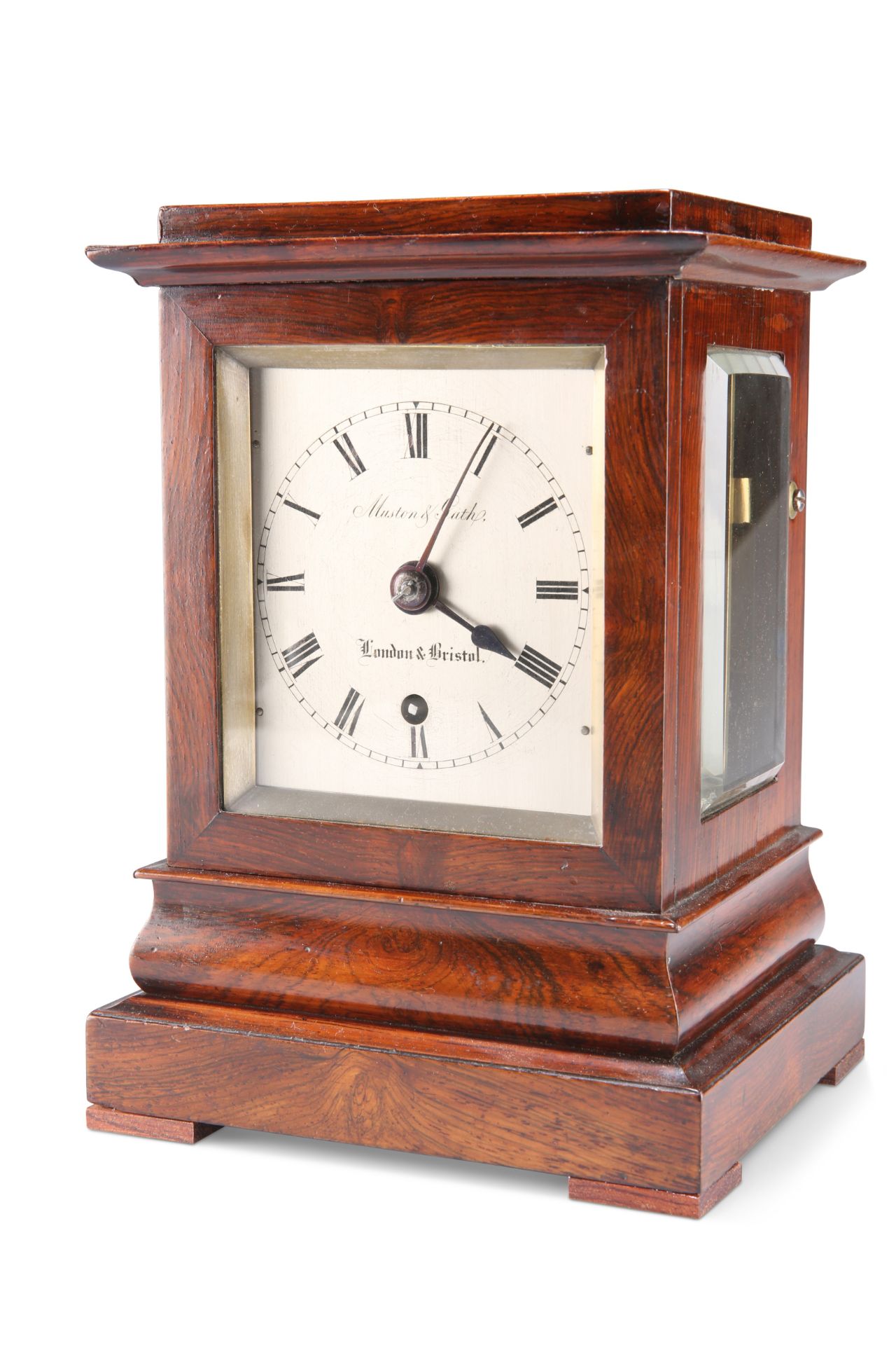 A MID-19TH CENTURY ROSEWOOD LIBRARY CLOCK