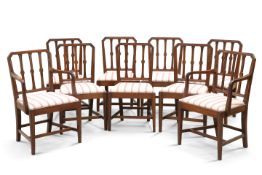 A SET OF NINE GEORGE III MAHOGANY DINING CHAIRS