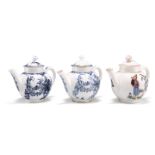 THREE ROYAL WORCESTER MINIATURE TEAPOTS