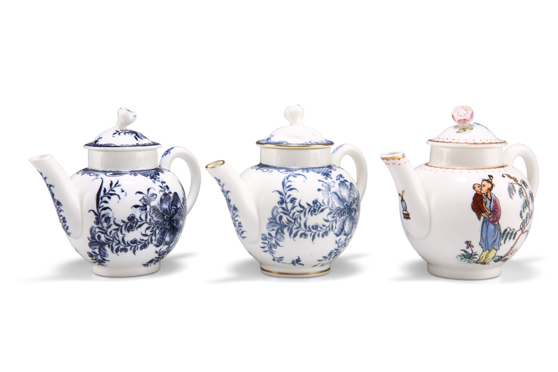 THREE ROYAL WORCESTER MINIATURE TEAPOTS