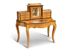 A FINE VICTORIAN GILT-METAL INLAID AND EBONISED BURR WALNUT BONHEUR-DU-JOUR