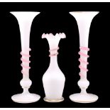 A SET OF THREE FRENCH OPALINE GLASS VASES, LATE 19TH CENTURY