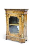 A VICTORIAN GILT-METAL MOUNTED, FLORAL MARQUETRY AND BURR WALNUT PIER CABINET