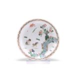A CHINESE FAMILLE VERTE SMALL SAUCER DISH, KANGXI