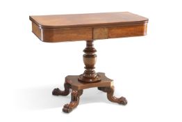 A REGENCY MAHOGANY FOLDOVER TEA TABLE