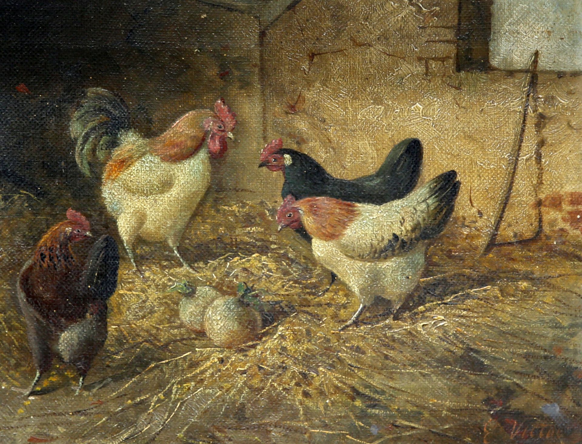 ENGLISH SCHOOL (19TH CENTURY), CHICKENS IN A COOP