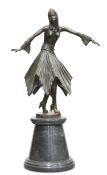 AN ART DECO-STYLE BRONZE FIGURE OF A DANCER