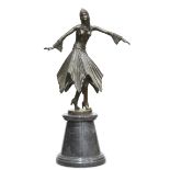 AN ART DECO-STYLE BRONZE FIGURE OF A DANCER