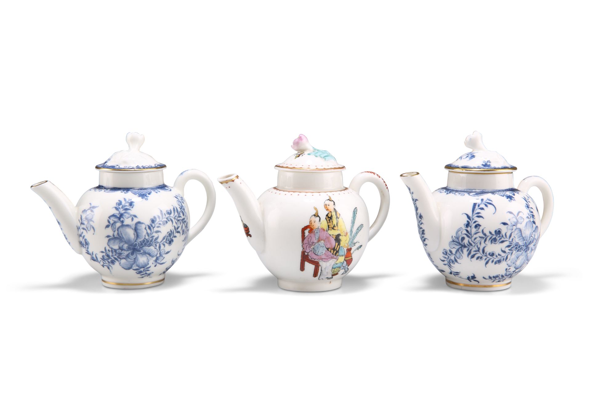 THREE ROYAL WORCESTER MINIATURE TEAPOTS