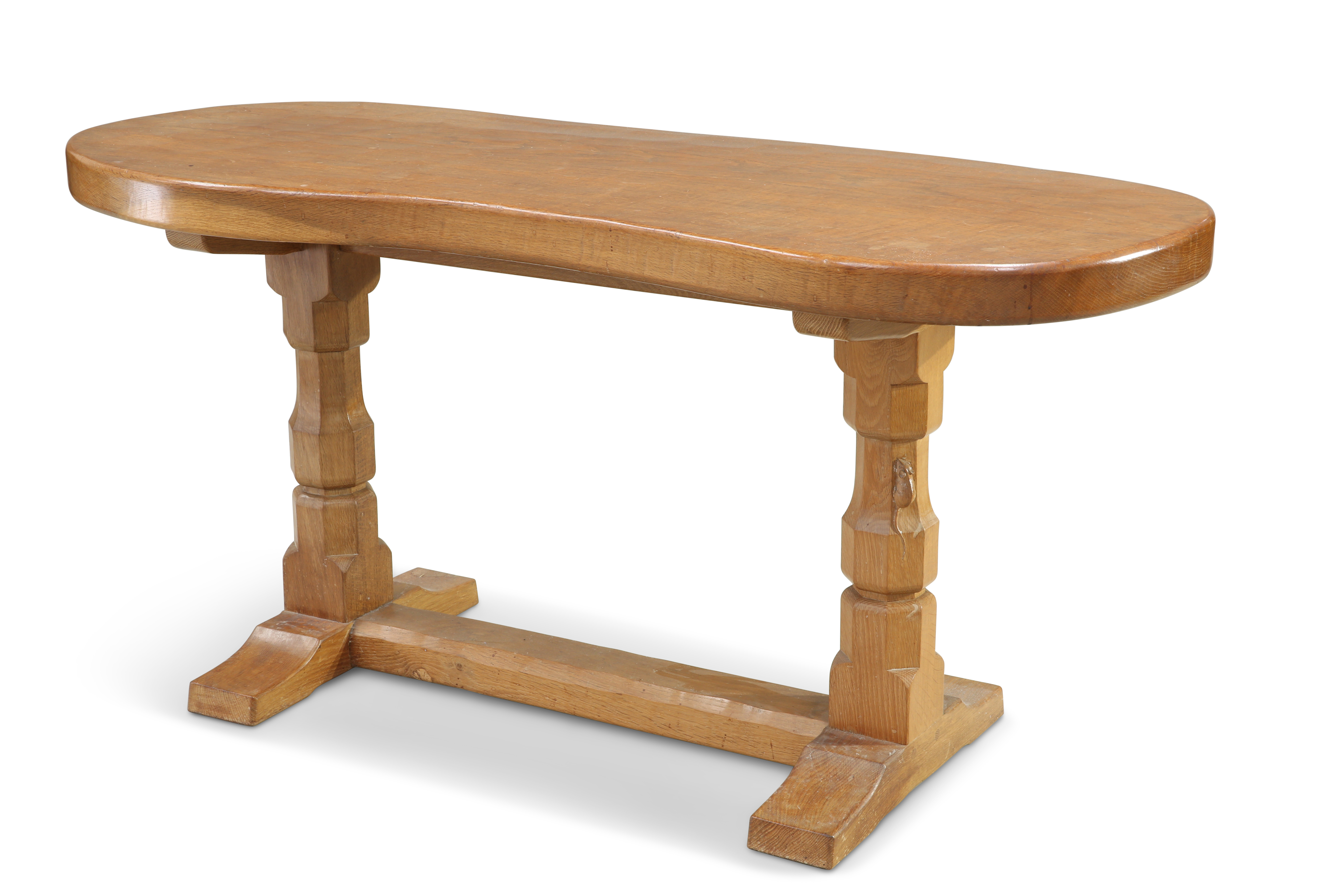 ROBERT THOMPSON OF KILBURN, A MOUSEMAN OAK KIDNEY-SHAPED SIDE TABLE