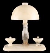 AN ART DECO PERIOD ALABASTER DESK LAMP