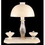 AN ART DECO PERIOD ALABASTER DESK LAMP