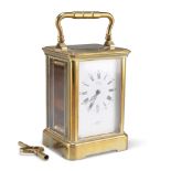 DROCOURT, PARIS, A BRASS CASED CARRIAGE CLOCK, RETAILED BY GRONE, H.W. TYPKE, SUCCESSOR