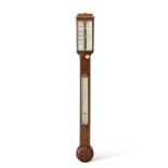 AN EARLY 19TH CENTURY MAHOGANY STICK BAROMETER, BY THOMAS JONES, 62 CHARING CROSS