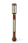 AN EARLY 19TH CENTURY MAHOGANY STICK BAROMETER, BY THOMAS JONES, 62 CHARING CROSS