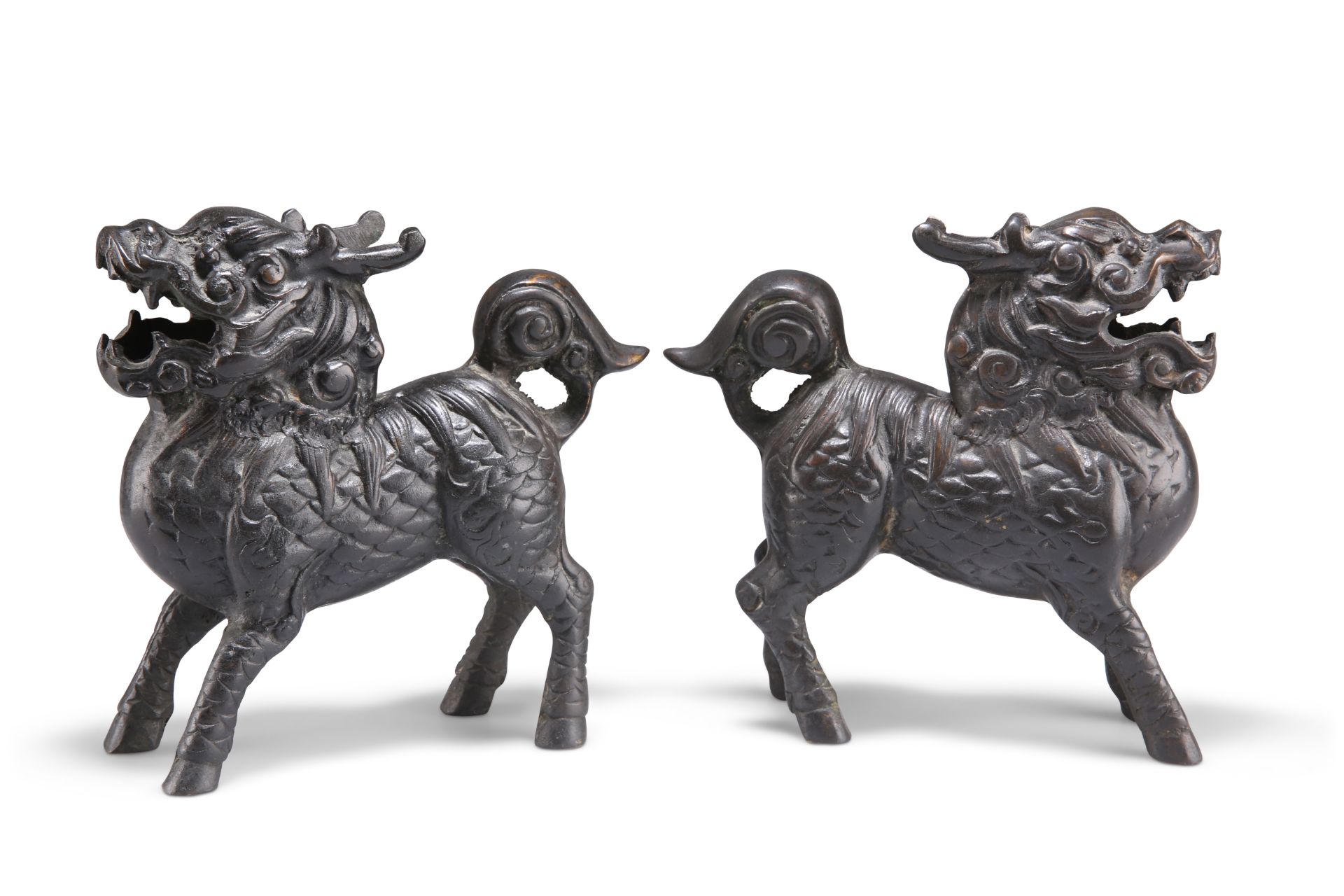 A PAIR OF CHINESE BRONZE MODELS OF QILIN - Image 2 of 2