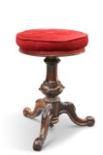 A VICTORIAN ROSEWOOD RISE AND FALL PIANO STOOL