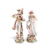 A LARGE PAIR OF VIENNESE FAIENCE FIGURES, PROBABLY GOLDSCHEIDER