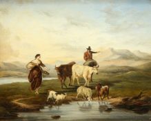 J* SIMPSON (18TH CENTURY), DROVER, MAID, COWS AND GOATS