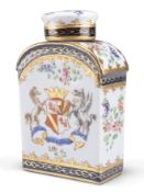 A SAMSON ARMORIAL TEA CANISTER, LATE 19TH CENTURY