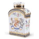 A SAMSON ARMORIAL TEA CANISTER, LATE 19TH CENTURY