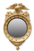 A 19TH CENTURY GILTWOOD CONVEX MIRROR