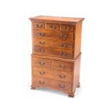 A GEORGE III STYLE MAHOGANY MINIATURE CHEST ON CHEST,