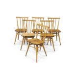 A SET OF SIX ERCOL WINDSOR LIGHT ELM DINING CHAIRS, CIRCA 1960S