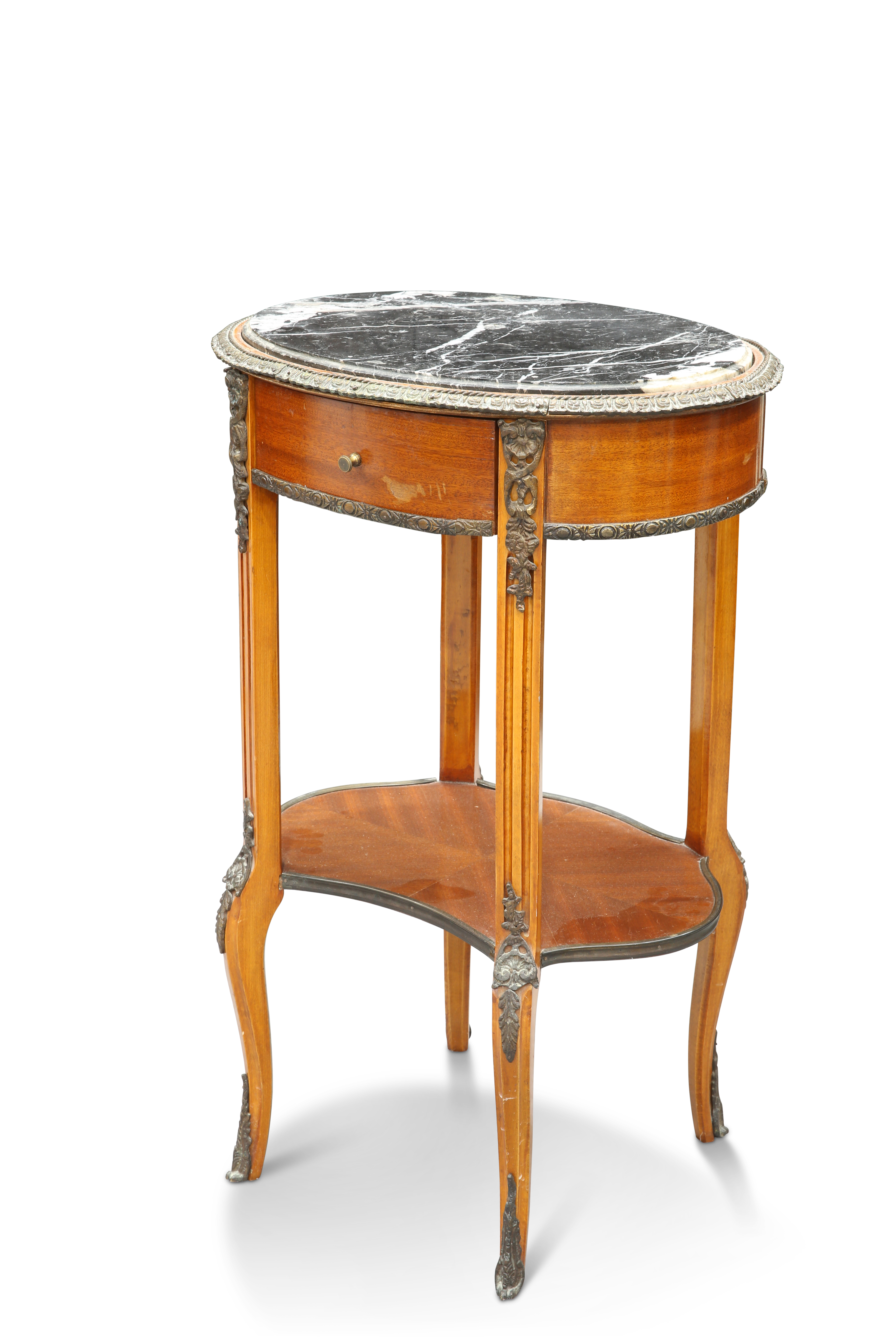 A FRENCH MARBLE TOPPED AND GILT-METAL MOUNTED OCCASIONAL TABLE - Image 2 of 2