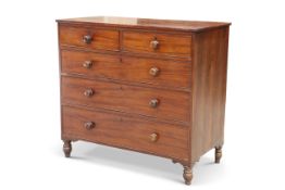 A MID-19TH CENTURY MAHOGANY CHEST OF DRAWERS