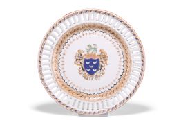 A CHINESE EXPORT-STYLE ARMORIAL RIBBON PLATE