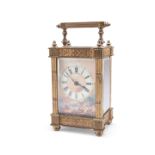 A FRENCH PAINTED DIAL CARRIAGE CLOCK, 19TH CENTURY