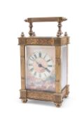 A FRENCH PAINTED DIAL CARRIAGE CLOCK, 19TH CENTURY