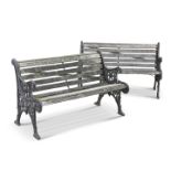 A PAIR OF CAST IRON BENCHES