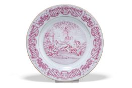 A CHINESE EXPORT EUROPEAN SUBJECT PLATE, MID-18TH CENTURY