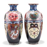 A PAIR OF JAPANESE CLOISONNÉ VASES